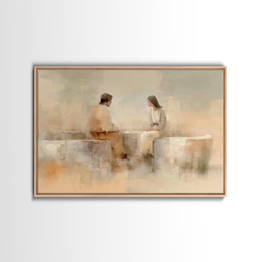 Living Water Grace – Framed Canvas Print – Christian Wall Art – Jesus Painting – Christian Art Canvas – Minimalist Christian Art – Christia