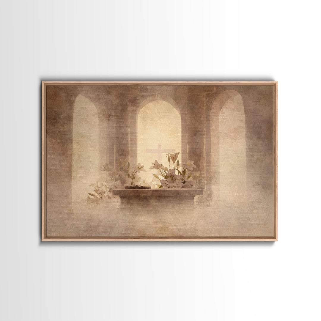Hushed Chapel Reverence | Framed Canvas Print | Christian Wall Art | Subtle Christian Art | Christian Art Print | Christian Decor For Home