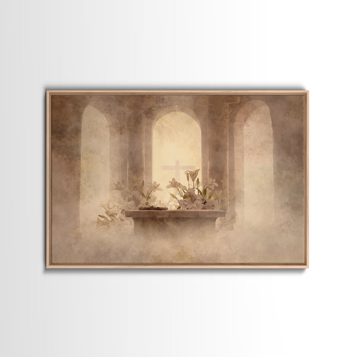 Hushed Chapel Reverence | Framed Canvas Print | Christian Wall Art | Subtle Christian Art | Christian Art Print | Christian Decor For Home
