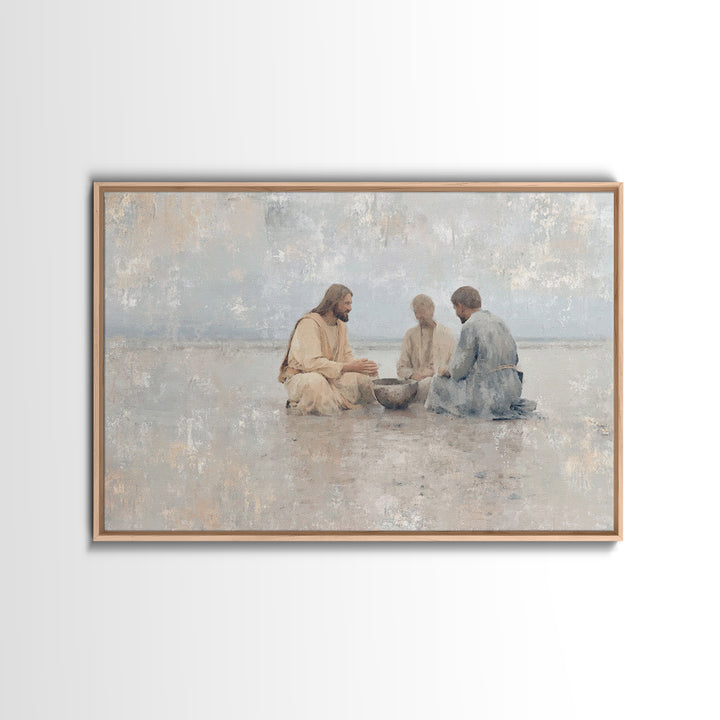 Table Of Peace – Framed Canvas Print – Christian Wall Art – Jesus Painting – Christian Art Print – Moody Christmas Art – Christian Christma