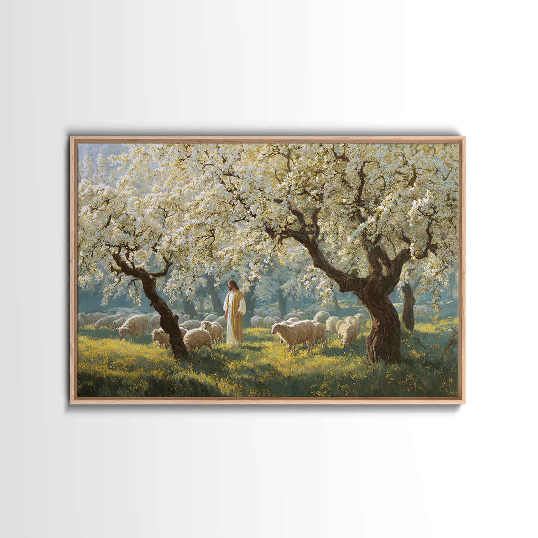 Shepherd’s Calm – Framed Canvas Print – Christian Christmas Art – Christian Wall Art – Jesus Painting – Christian Art Canvas – Christmas TV