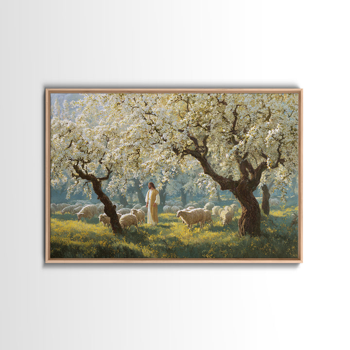 Shepherd’s Calm – Framed Canvas Print – Christian Christmas Art – Christian Wall Art – Jesus Painting – Christian Art Canvas – Christmas TV