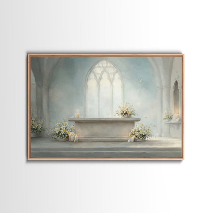 Sanctuary Of Light – Framed Canvas Print – Christian Wall Art – Christian Art Canvas – Jesus Painting – Christian Decor – Christmas Art