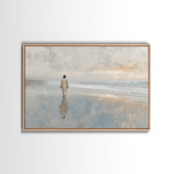 Quiet Shore Grace | Framed Canvas Print | Christian Wall Art | Jesus Painting | Christian Art Canvas | Modern Christian Art | Christian Gif