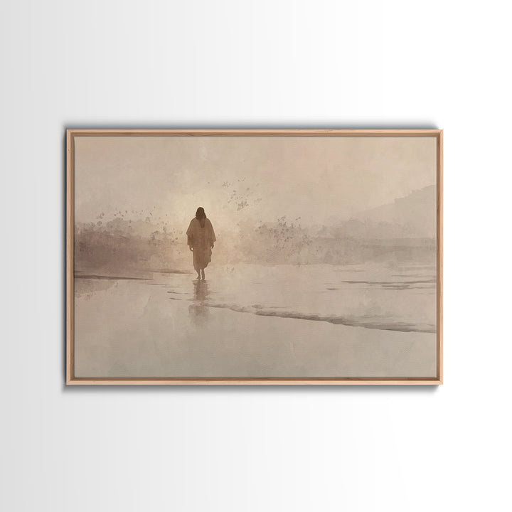 Desert Dawn Peace, Framed Canvas Print, Christian Art Canvas, Jesus Painting, Christian Wall Art, Subtle Christian Art, Christian Christmas