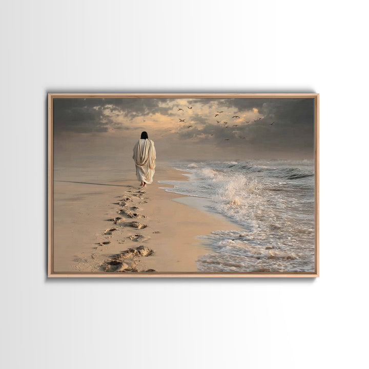 Waves Of Promise | Framed Canvas Print | Jesus Painting | Christian Wall Art | Christian Art Canvas | Large Christian Painting | Christian