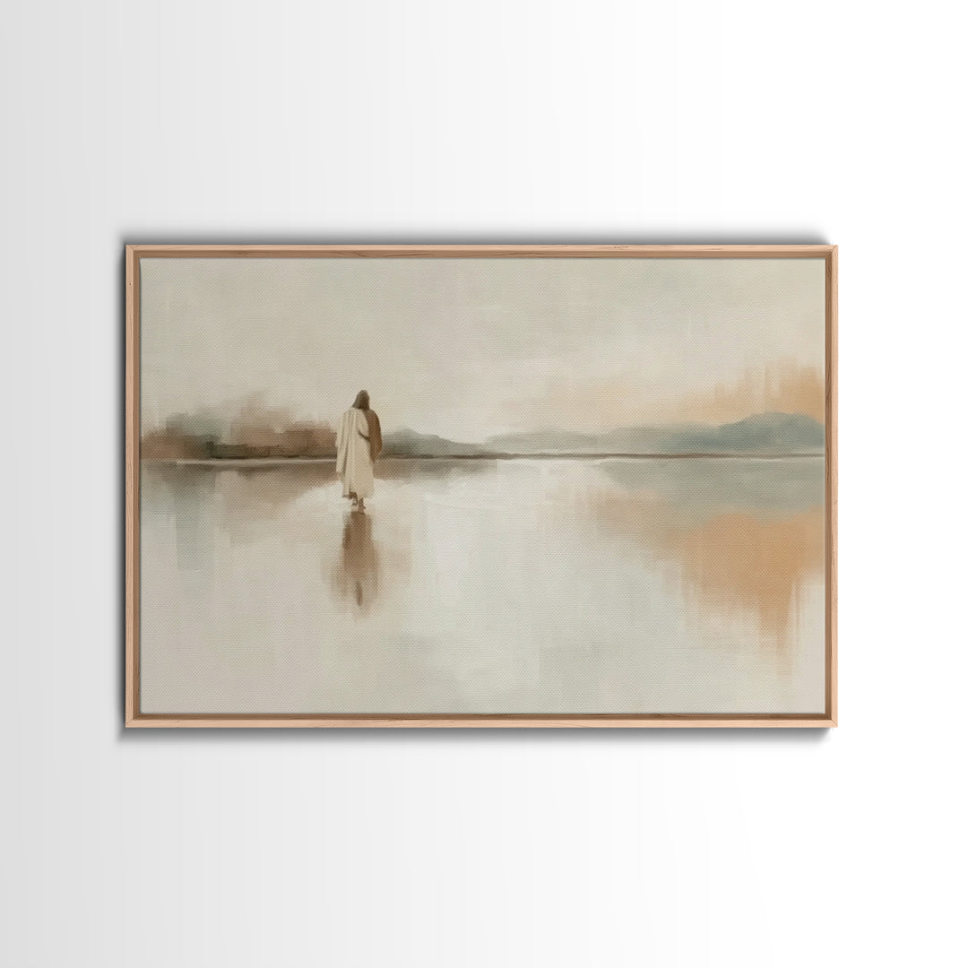 Quiet Lands Promise, Framed Canvas Print, Christian Art Work, Christian Wall Art, Jesus Painting, Minimalist Christian Art, Christian Gift