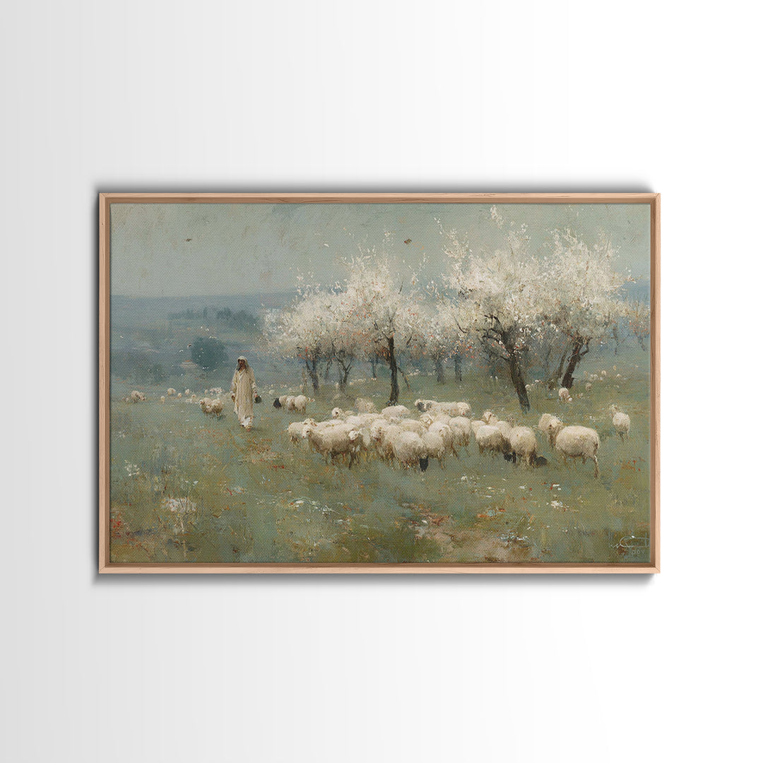 Radiant Shepherd Walk – Framed Canvas Print – Christian Art Canvas – Jesus Painting – Christian Wall Art – Christian Gift Ideas – Modern Ch