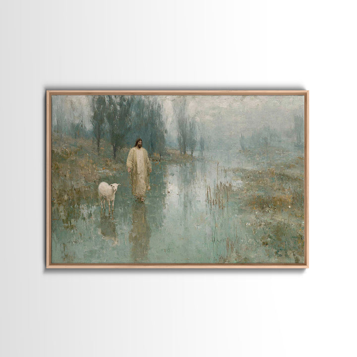 Quiet Meadow Light | Framed Canvas Print | Christian Art Canvas | Jesus Painting | Moody Christian Art | Christian Wall Art