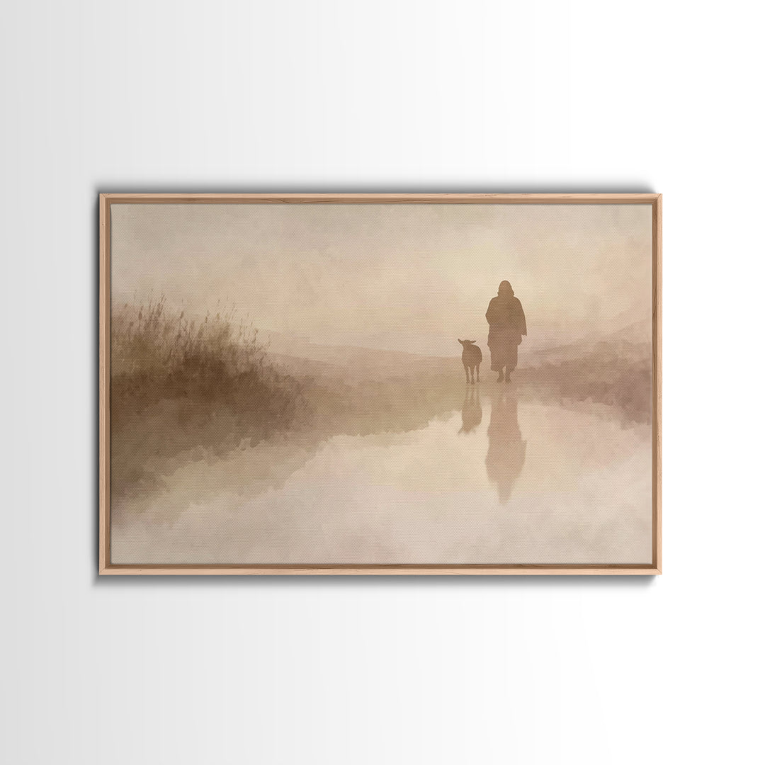 Calm Horizon Grace | Framed Canvas Print | Christian Wall Art | Christian Art Canvas | Minimalist Christian Art | Jesus Painting