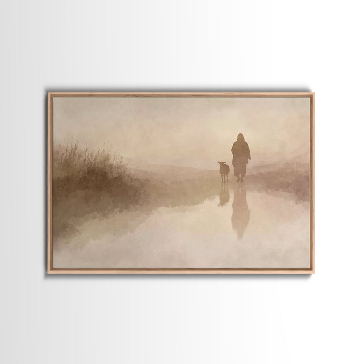 Calm Horizon Grace | Framed Canvas Print | Christian Wall Art | Christian Art Canvas | Minimalist Christian Art | Jesus Painting