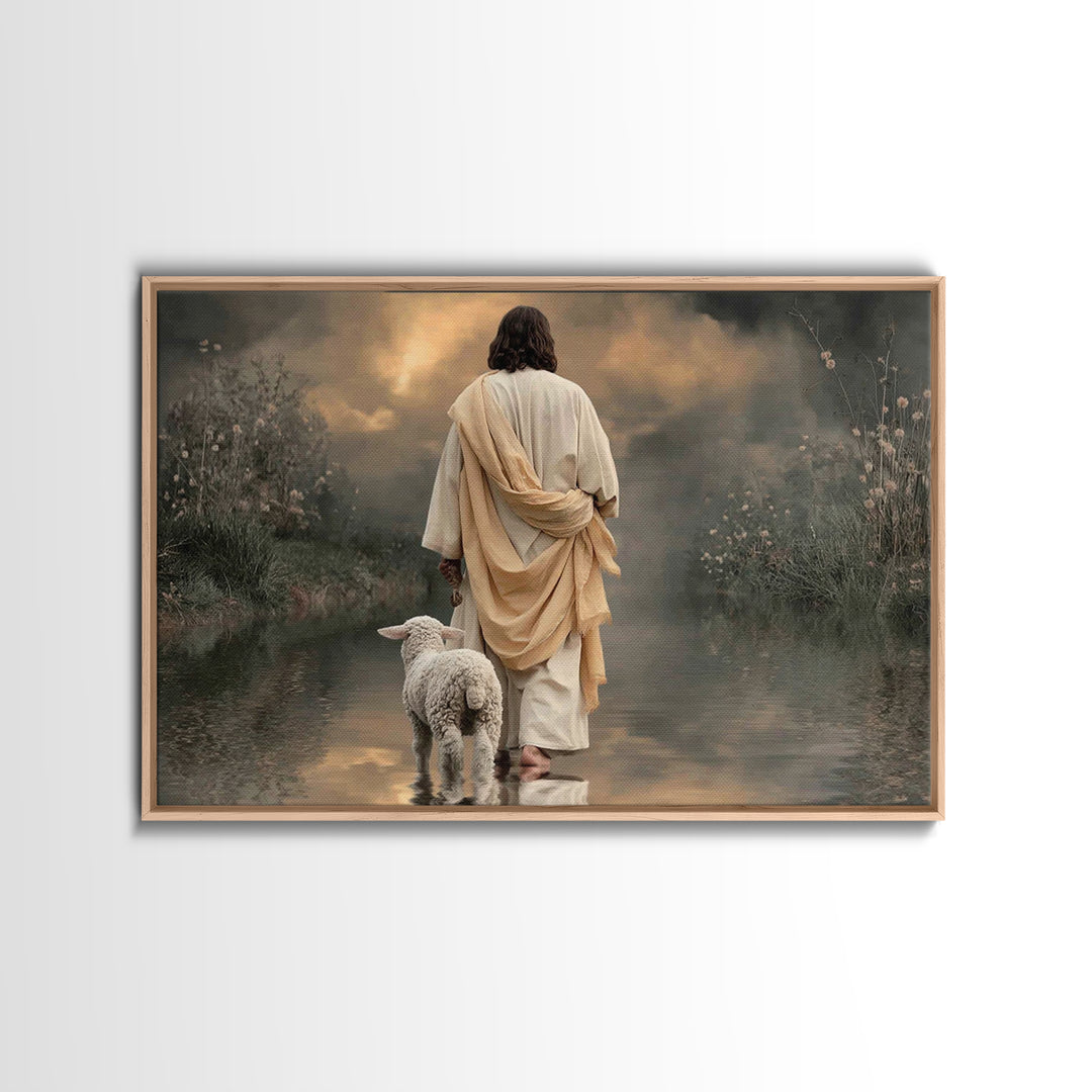 Silent Valley Path, Framed Canvas Print, Christian Art Canvas, Jesus Painting, Christian Wall Art, Unique Christian Art