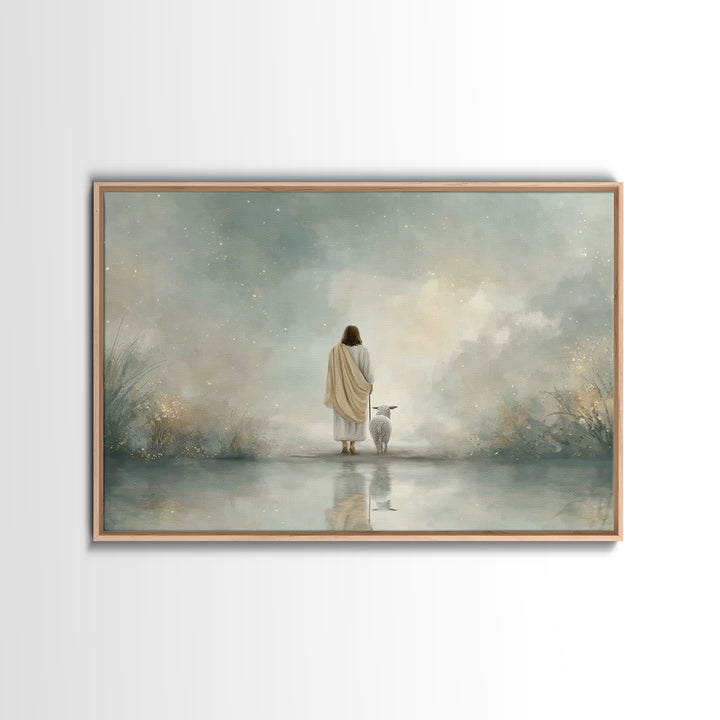 Heaven’s Gentle Shore – Framed Canvas Print – Christian Wall Art – Jesus Painting – Christian Art Canvas – Subtle Christian Art