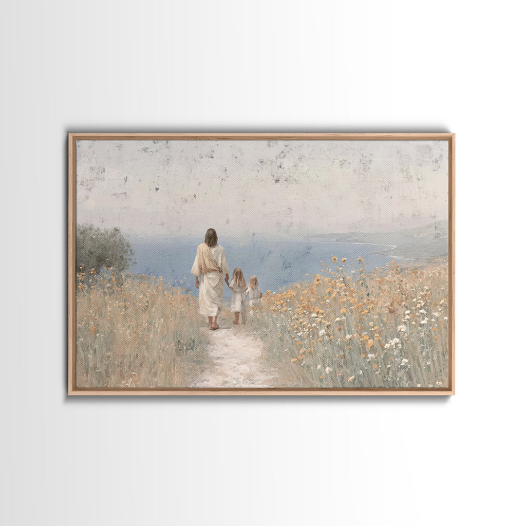 Path Of Grace, Framed Canvas Print, Christian Wall Art, Christian Art Canvas, Jesus Painting, Minimalist Christian Art