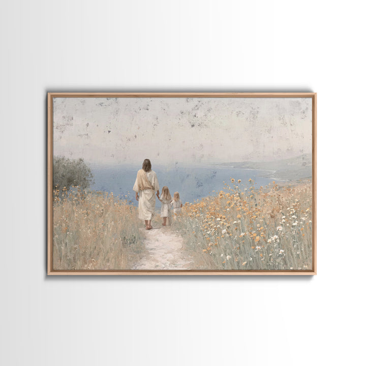 Path Of Grace, Framed Canvas Print, Christian Wall Art, Christian Art Canvas, Jesus Painting, Minimalist Christian Art
