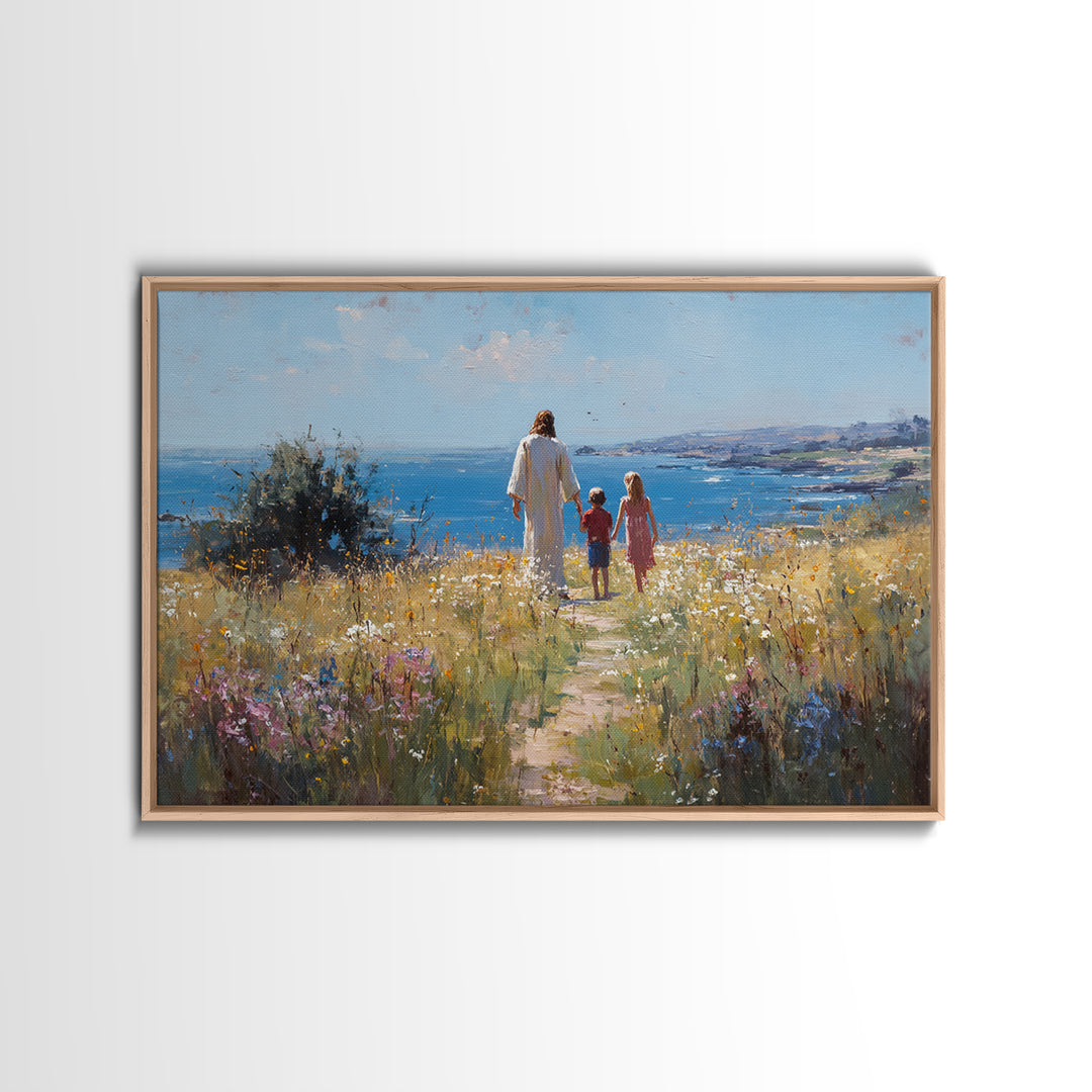 Hillside Hope, Framed Canvas Print, Christian Art Canvas, Christian Wall Art, Jesus Painting, Subtle Christian Art