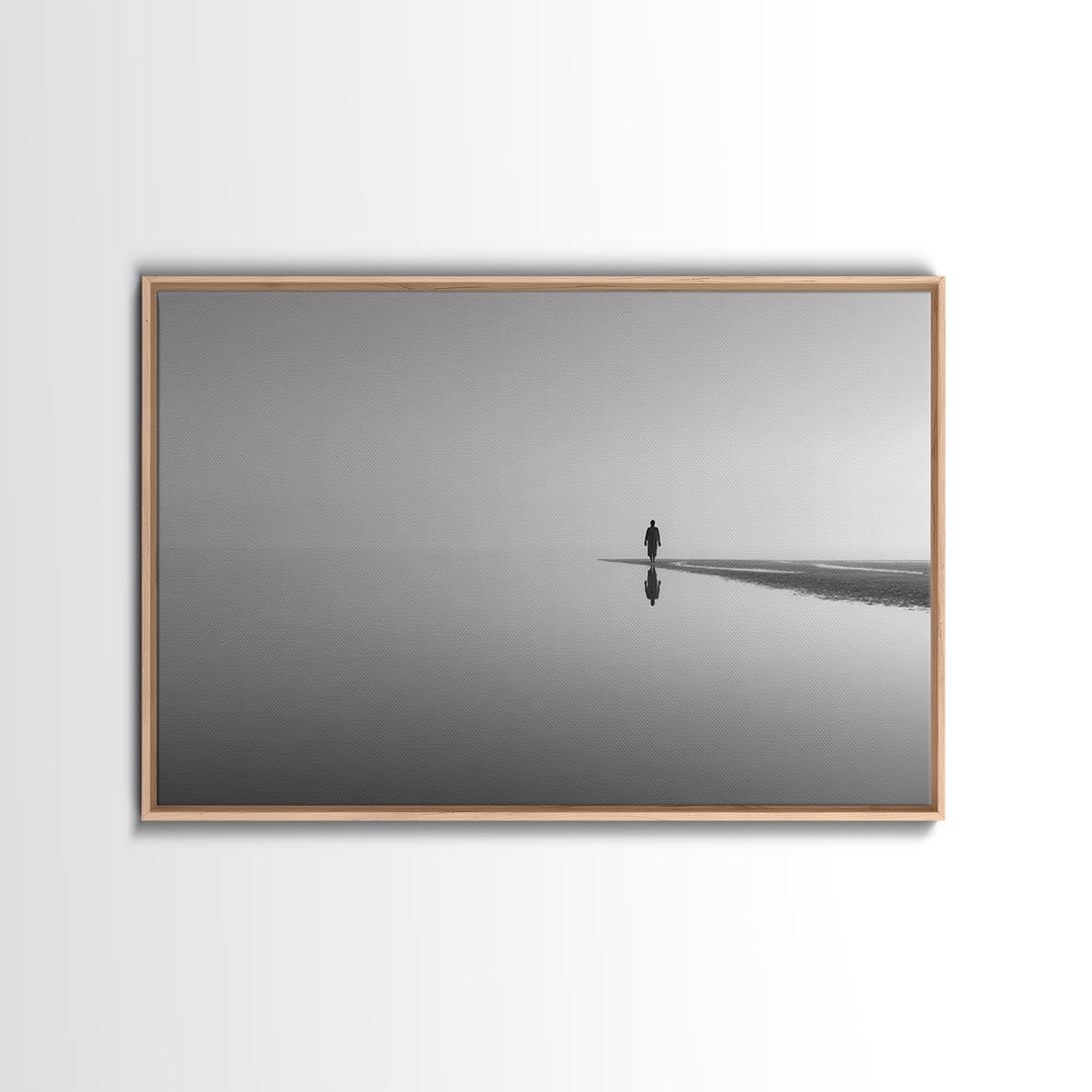 Silent Horizon, Framed Canvas Print, Christian Wall Art, Minimalist Christian Art, Jesus Painting, Christian Art Canvas, Subtle Christian A