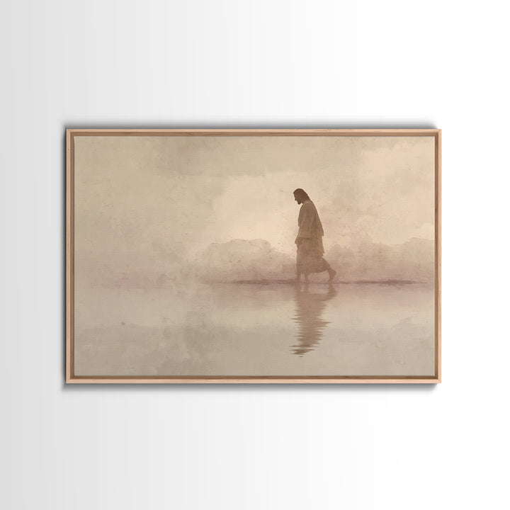 Desert Footsteps – Framed Canvas Print – Christian Art Canvas – Jesus Painting – Minimalist Christian Art – Christian Wall Art – Christian