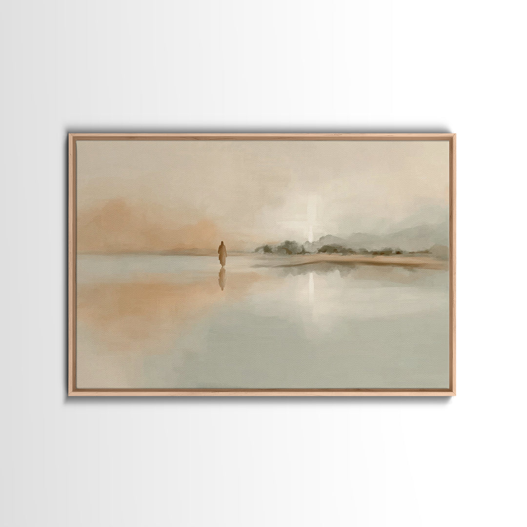 Silent Horizon Peace, Framed Canvas Print, Christian Wall Art, Jesus Painting, Christian Art Canvas, Vintage Christian Art, Large Christian
