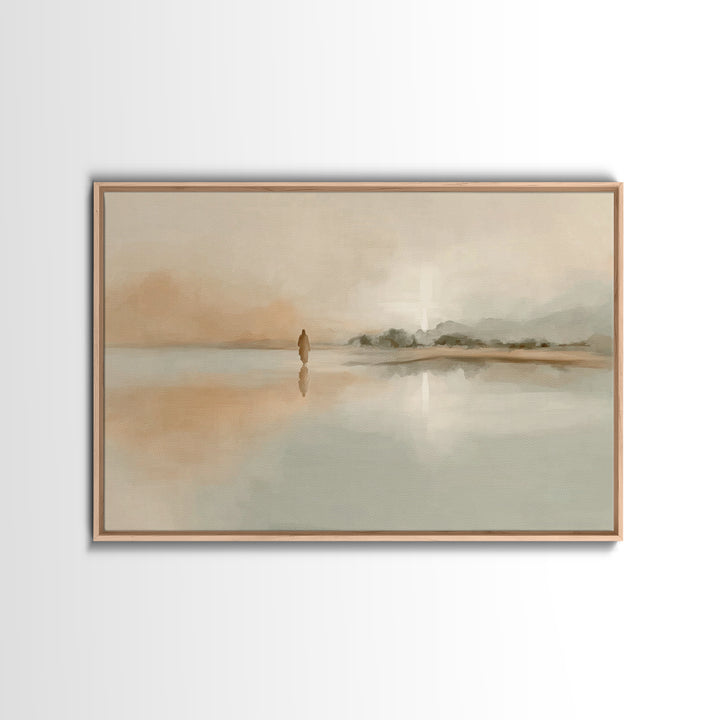 Silent Horizon Peace, Framed Canvas Print, Christian Wall Art, Jesus Painting, Christian Art Canvas, Vintage Christian Art, Large Christian