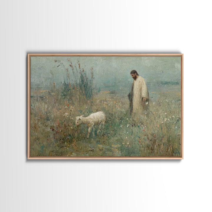 Guiding Lamb | Framed Canvas Print | Christian Art Canvas | Jesus Painting | Christian Wall Art | Christian Decoration | Christian Gift Ide