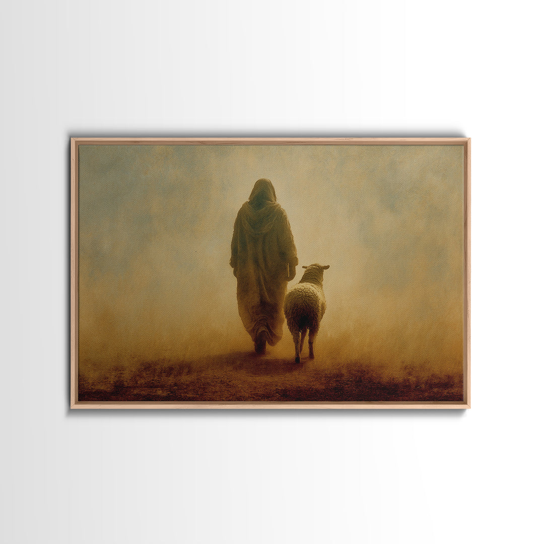 Guiding Mercy, Framed Canvas Print, Christian Wall Art, Jesus Painting Canvas, Modern Christian Art, Christian Christmas Art, Large Christi