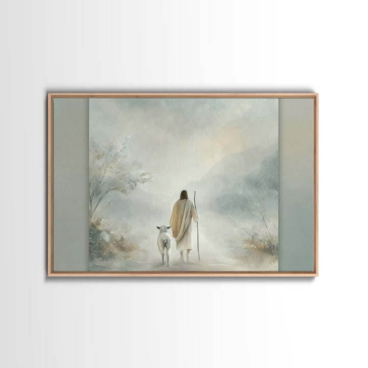 Peaceful Way – Framed Canvas Print – Christian Wall Art – Jesus Painting – Christian Art Print – Minimalist Christian Art – Christian Gift