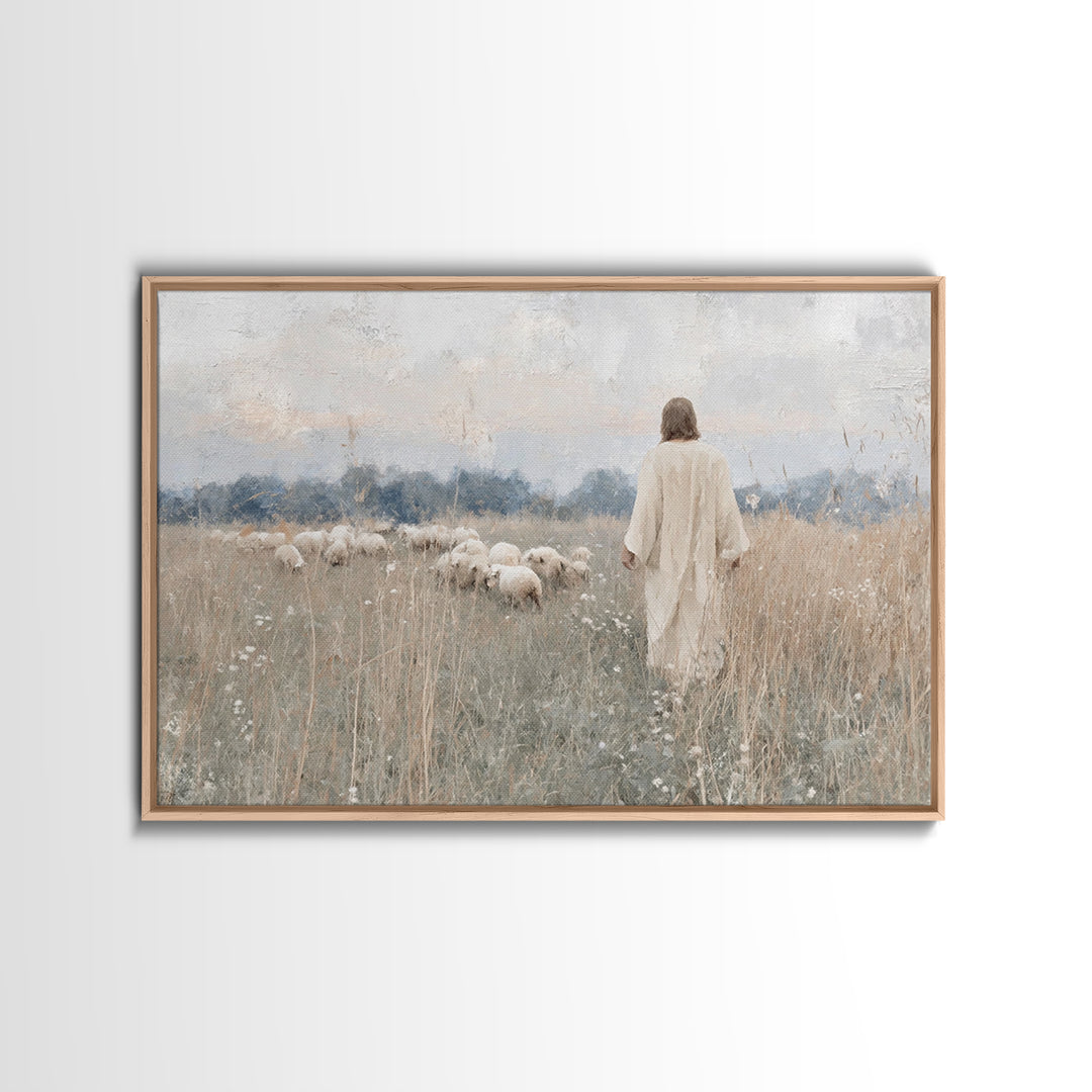 Quiet Meadow | Framed Canvas Print | Christian Wall Art | Christian Art Canvas | Jesus Painting | Minimalist Christian Art | Christian Art