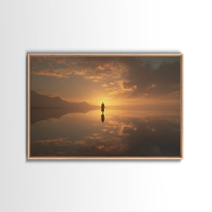 Golden Horizon – Framed Canvas Print – Christian Wall Art – Jesus Painting – Christian Art Canvas – Moody Christian Art – Christmas Art Wor
