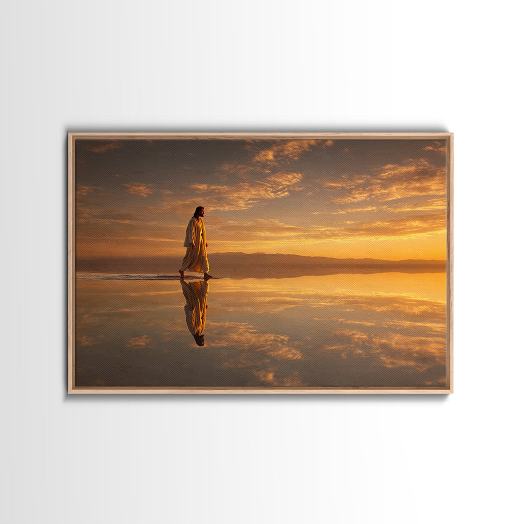 Golden Path Grace – Framed Canvas Print – Jesus Painting – Christian Art Canvas – Christian Wall Art – Modern Christian Painting – Christma
