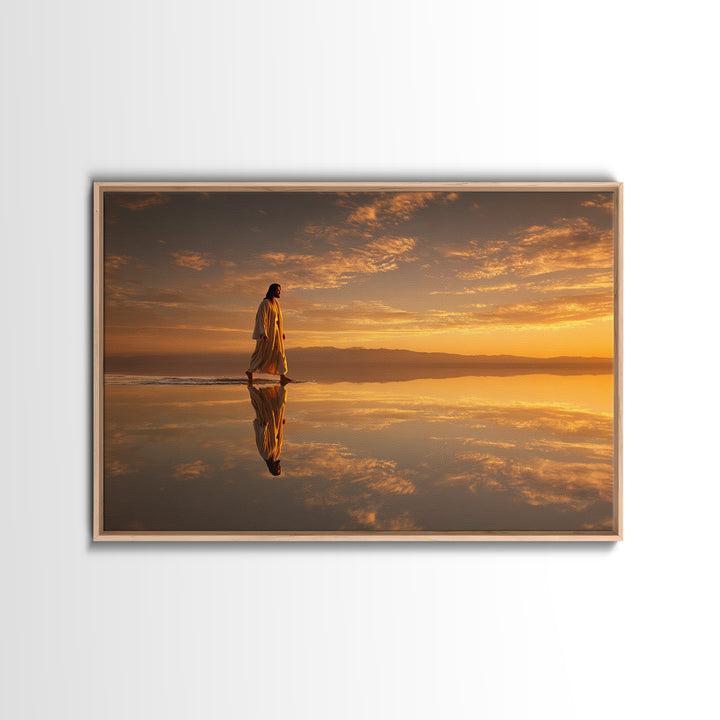 Golden Path Grace – Framed Canvas Print – Jesus Painting – Christian Art Canvas – Christian Wall Art – Modern Christian Painting – Christma