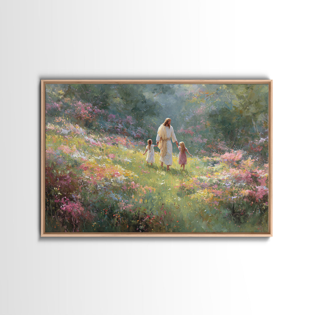 Blossoms Of Joy – Framed Canvas Print – Jesus Painting – Christian Art Canvas – Christian Wall Art – Large Christian Art – Christian Art Wo
