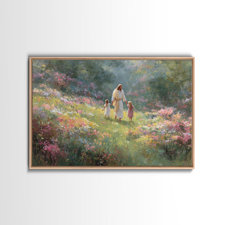 Blossoms Of Joy – Framed Canvas Print – Jesus Painting – Christian Art Canvas – Christian Wall Art – Large Christian Art – Christian Art Wo