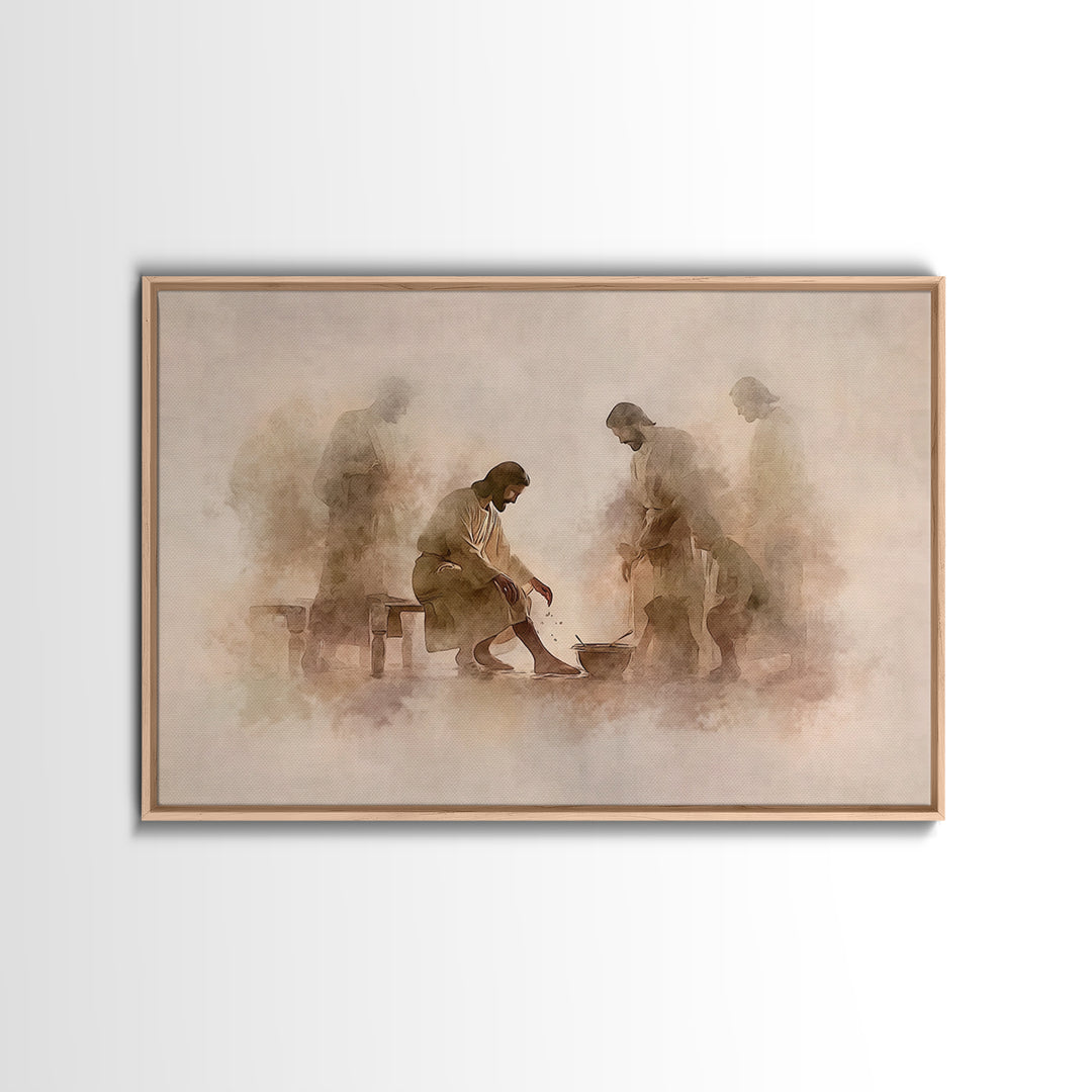 Humble Devotion | Framed Canvas Print | Christian Wall Art | Jesus Painting | Christian Art Canvas | Modern Christian Art | Christian Gift