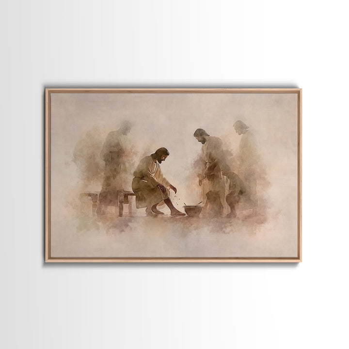 Humble Devotion | Framed Canvas Print | Christian Wall Art | Jesus Painting | Christian Art Canvas | Modern Christian Art | Christian Gift
