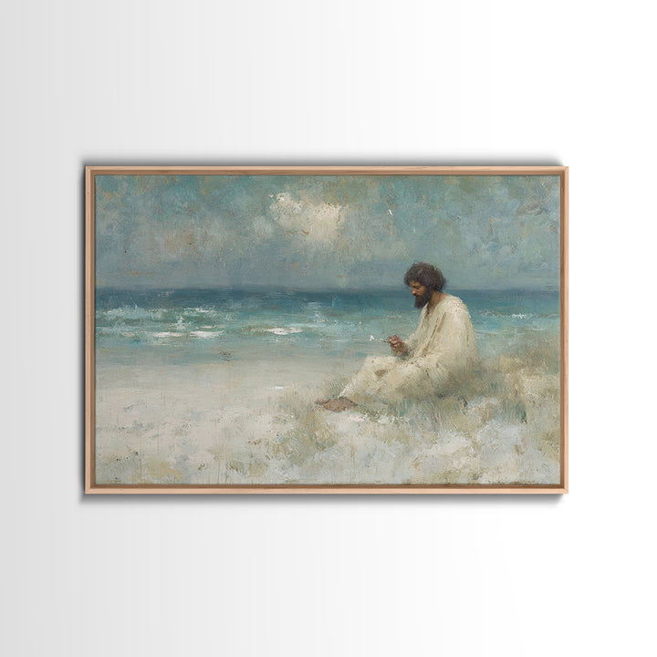 Desert Solitude, Framed Canvas Print, Christian Art Canvas, Jesus Art Print, Moody Christian Art, Christian Wall Art, Christian Decorations