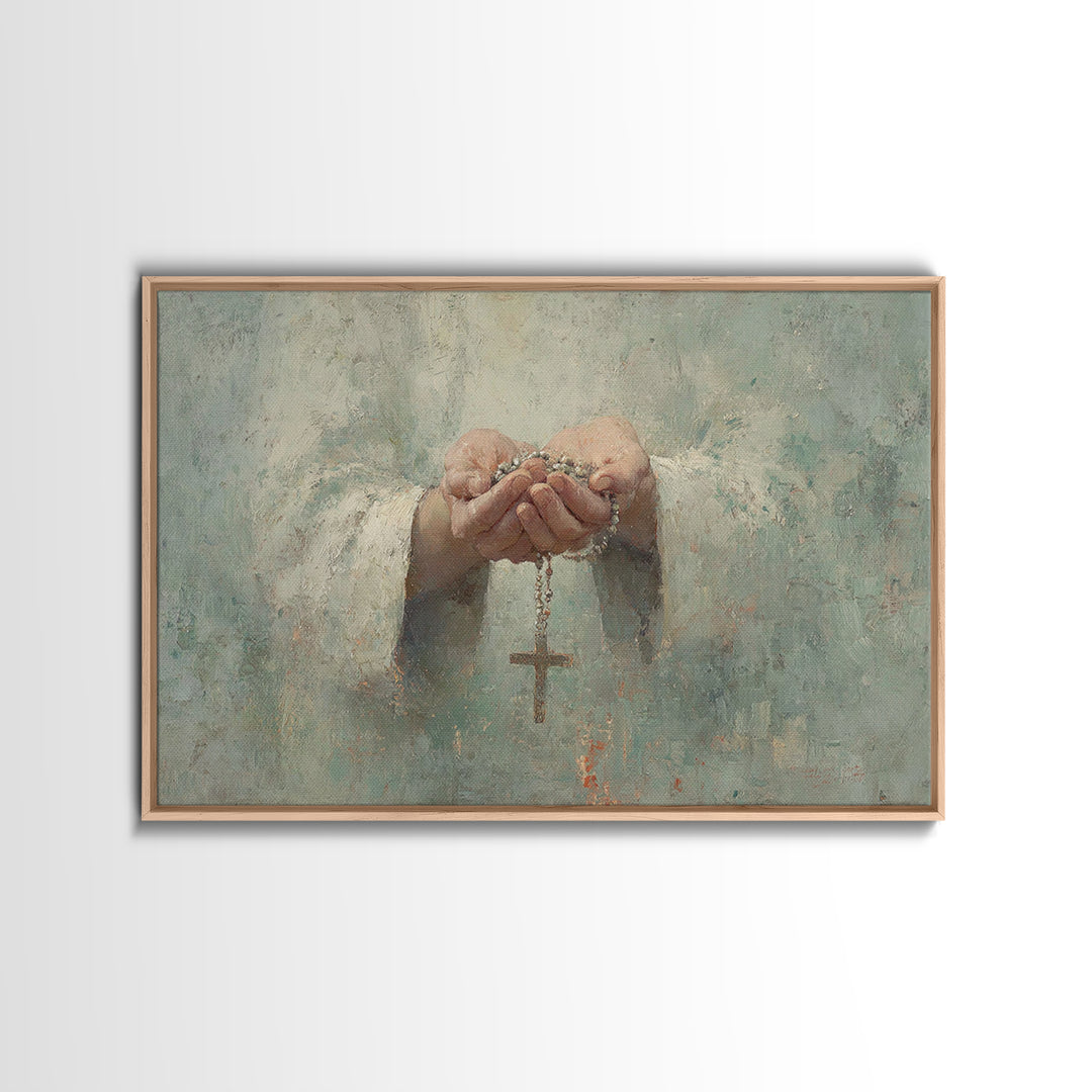 Prayerful Grace – Framed Canvas Print – Christian Art Canvas – Christian Wall Art – Christian Painting – Christian Art Work – Subtle Christ