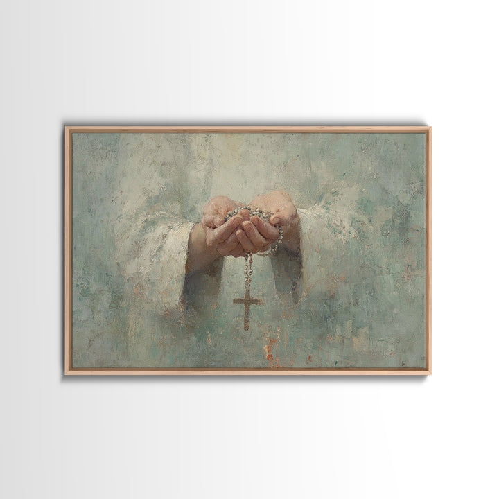 Prayerful Grace – Framed Canvas Print – Christian Art Canvas – Christian Wall Art – Christian Painting – Christian Art Work – Subtle Christ
