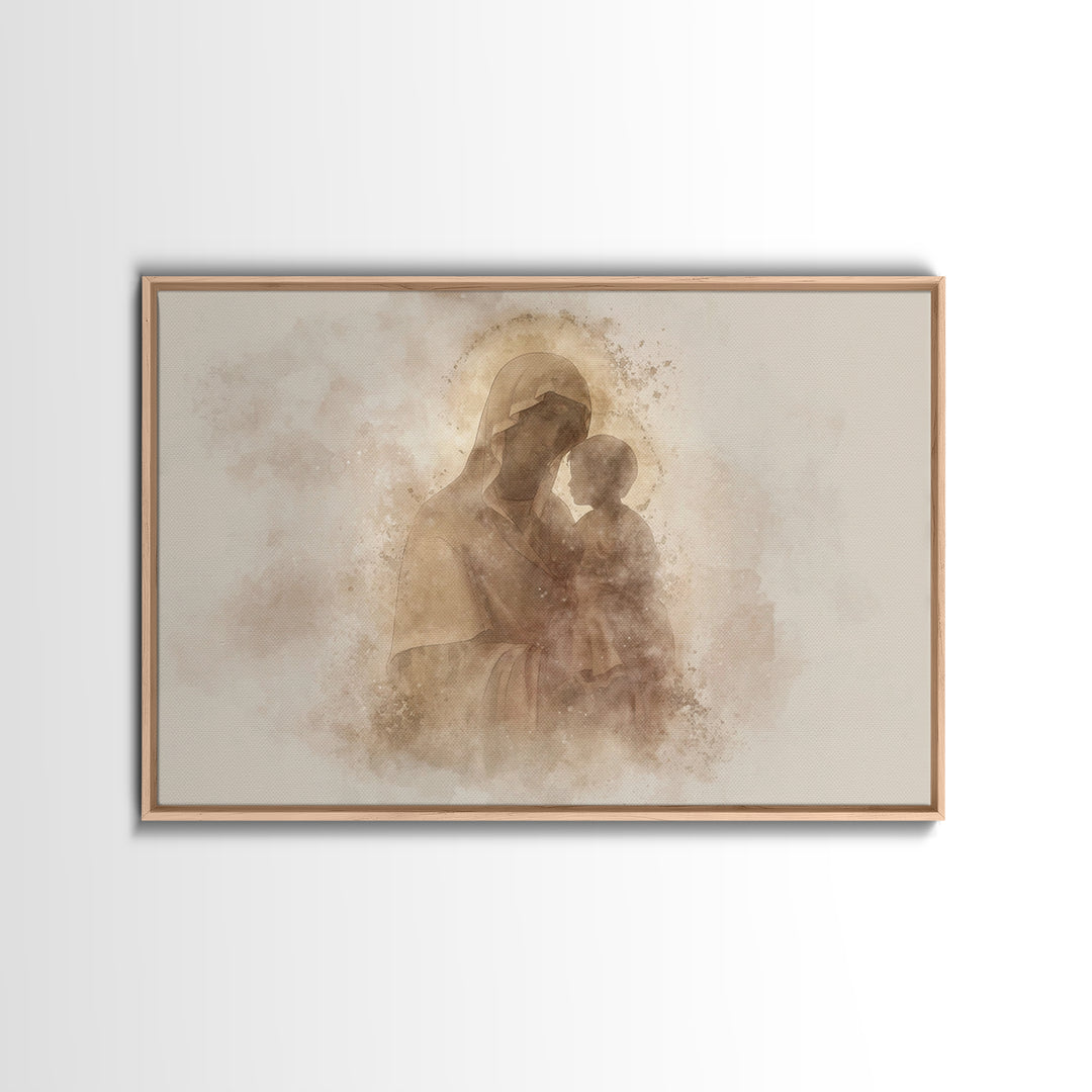 Radiant Innocence, Framed Canvas Print, Christian Wall Art, Mary And Jesus Painting, Christian Art Canvas, Large Christian Art, Modern Chri