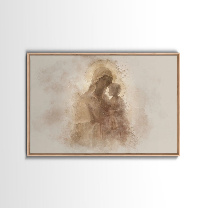 Radiant Innocence, Framed Canvas Print, Christian Wall Art, Mary And Jesus Painting, Christian Art Canvas, Large Christian Art, Modern Chri