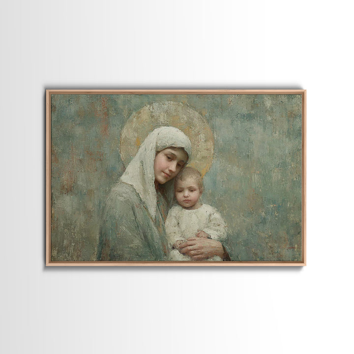 Halo Of Mercy | Framed Canvas Print | Mary And Jesus Painting | Christian Art | Christian Art Canvas | Christian Wall Art