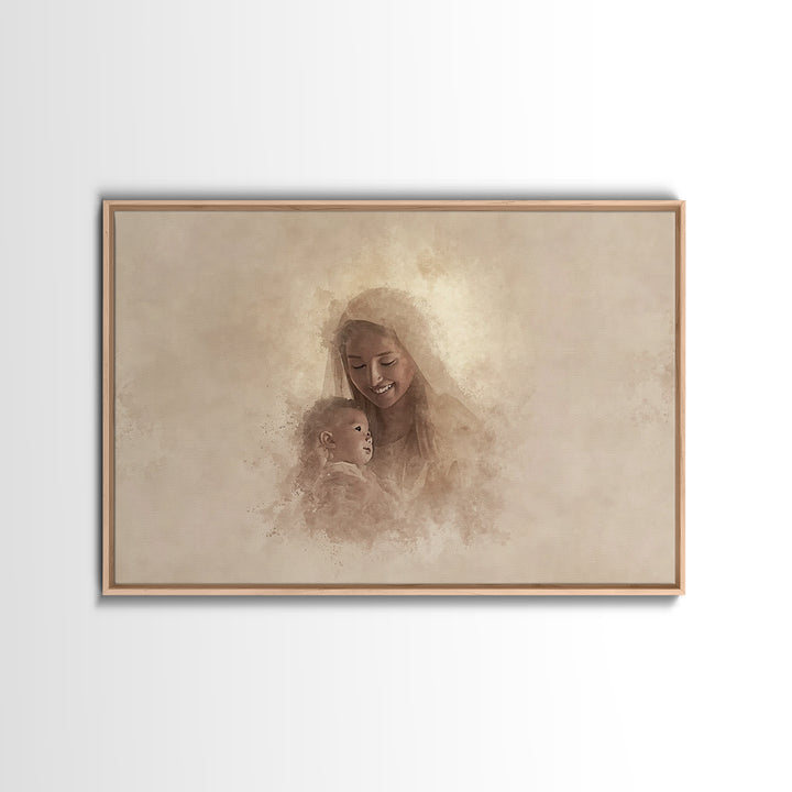 Sacred Joy | Framed Canvas Print | Christian Art Canvas | Christian Art | Christian Wall Art | Mary And Jesus Painting