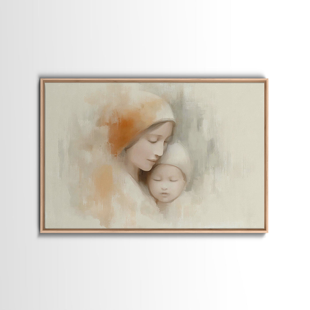 Serene Devotion | Framed Canvas Print | Christian Art | Mary And Jesus Painting | Christian Wall Art | Christian Art Canvas