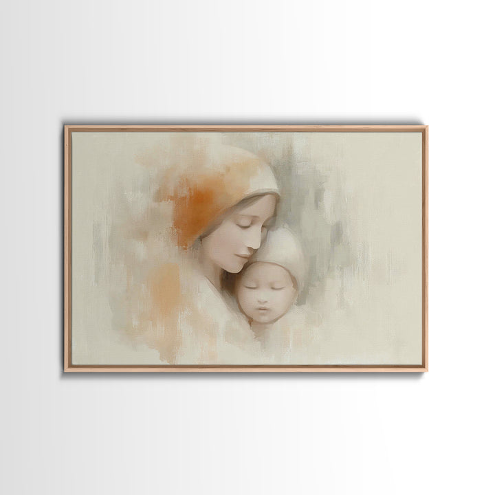 Serene Devotion | Framed Canvas Print | Christian Art | Mary And Jesus Painting | Christian Wall Art | Christian Art Canvas