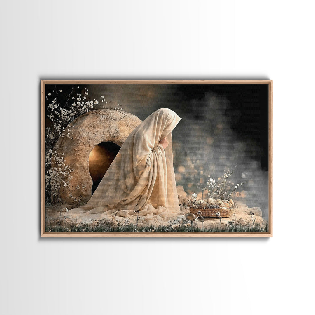Quiet Bethlehem Night | Framed Canvas Print | Christian Wall Art | Christian Art Canvas | Mary And Jesus Painting | Christian Art