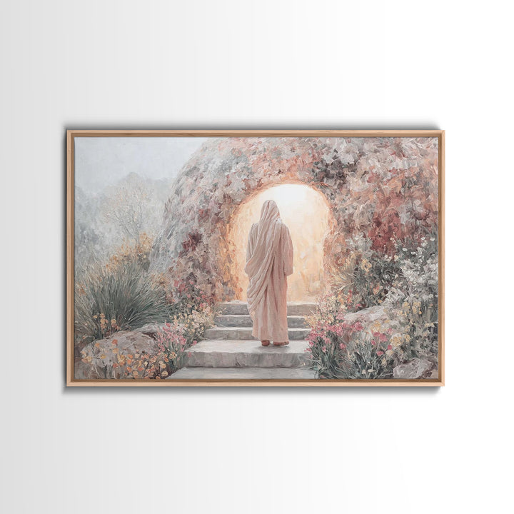 Risen Dawn Path – Framed Canvas Print – Jesus Painting – Christian Wall Art – Christian Art Canvas – Christian Gift Ideas – Christian Decor