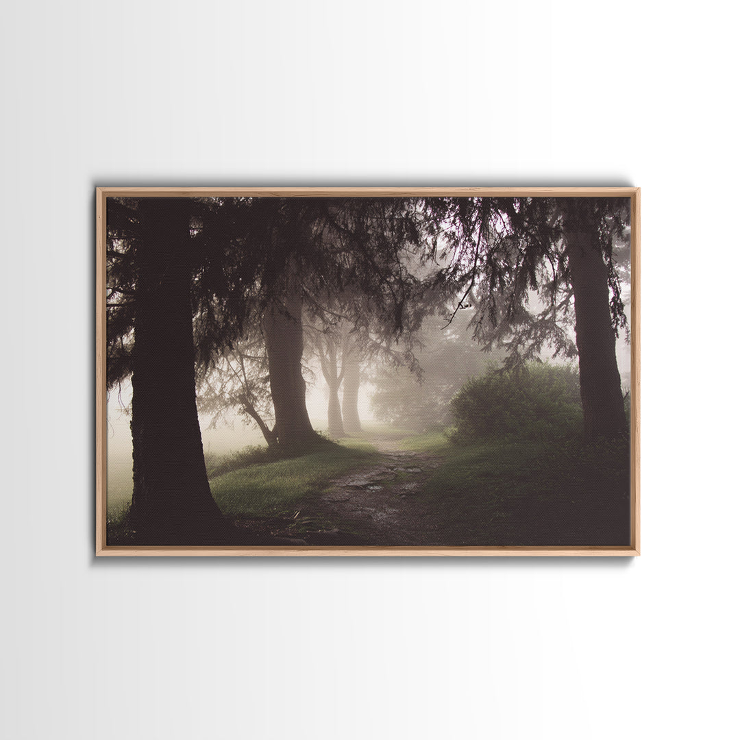 Mist Path Dawn – Framed Canvas Print – Christian Wall Art – Christian Art Canvas – Christian Gift Ideas – Christian Decor – Moody Christian
