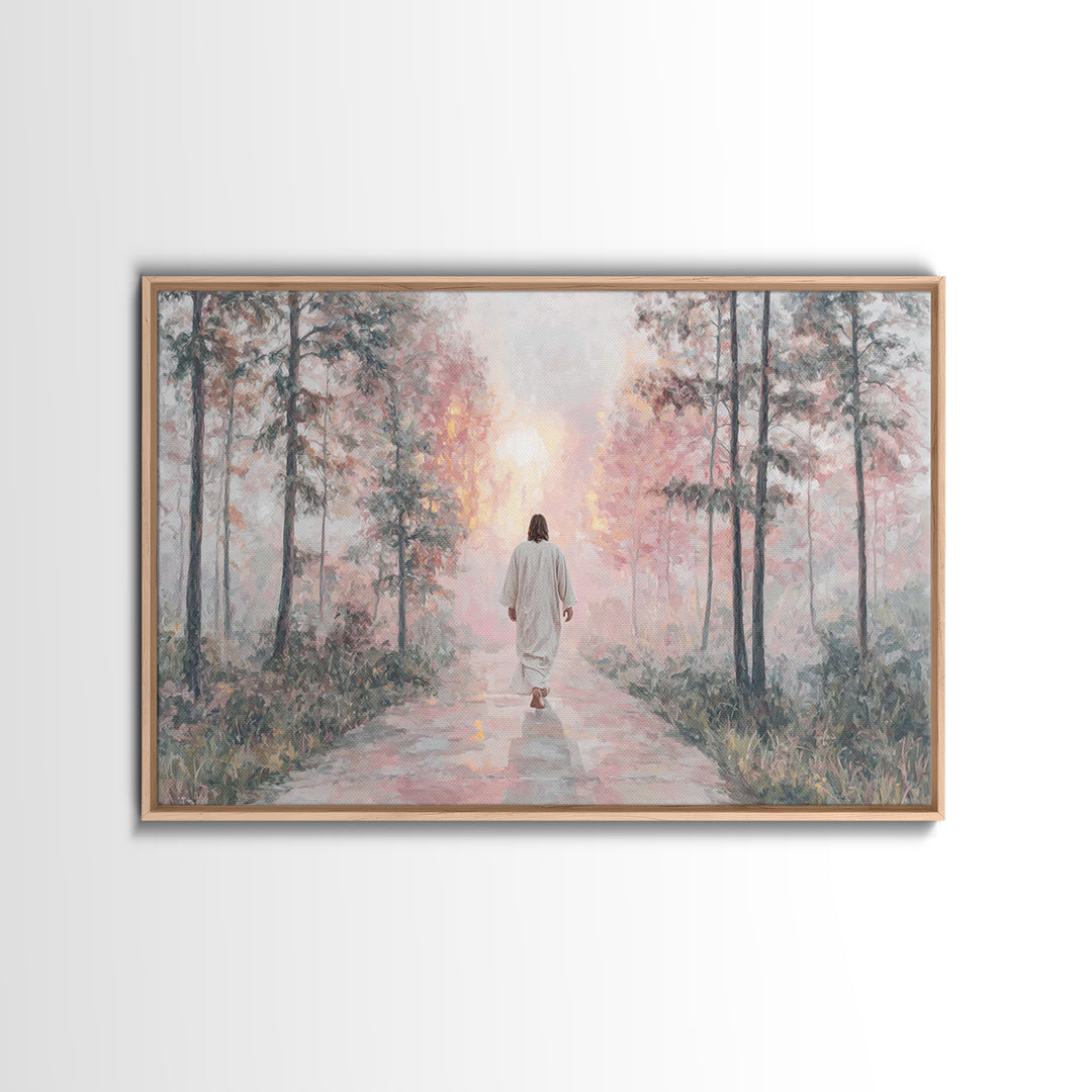 Radiant Morning Path – Framed Canvas Print – Jesus Painting – Christian Wall Art – Christian Art Canvas – Christian Decor – Christian Gift