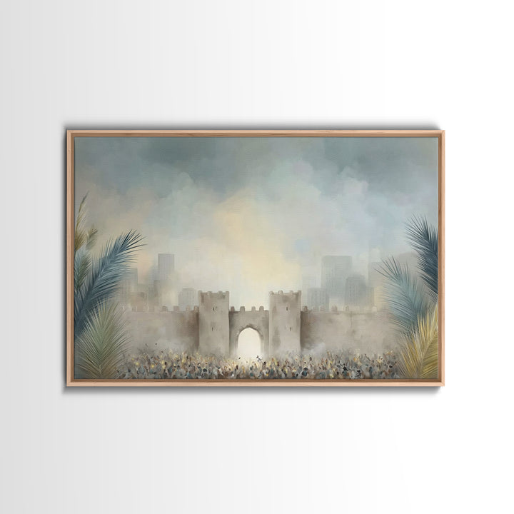 Hosanna Gathering, Framed Canvas Print, Christian Wall Art, Christian Christmas Decor, Christian Art Canvas, Jesus Painting, Christian Deco