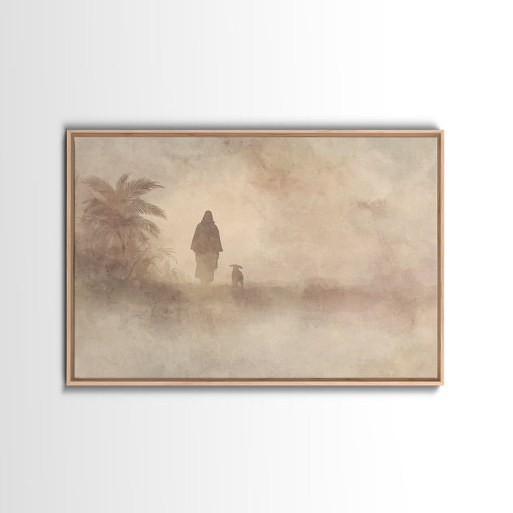 Desert Morning Hope – Framed Canvas Print – Christian Art Canvas – Christian Christmas Art – Christian Wall Art – Jesus Painting – Christia